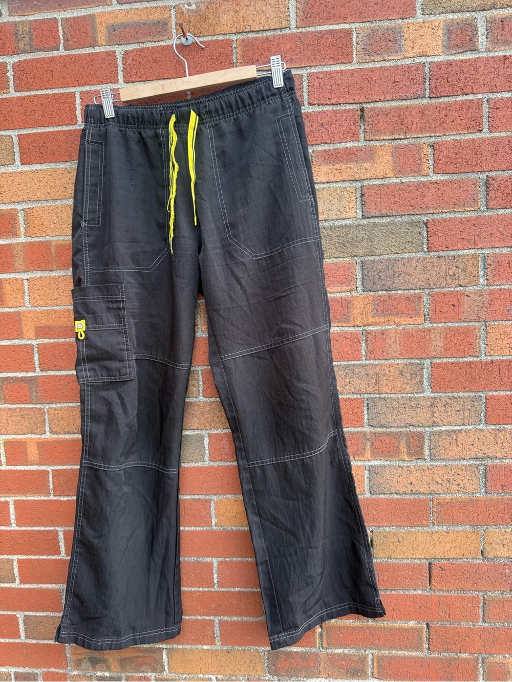 WonderWink Four-Way Stretch Black Cargo Scrub Pants Wide Leg